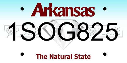 1SOG825 Arkansas License Plate