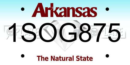 1SOG875 Arkansas License Plate