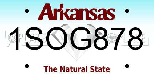 1SOG878 Arkansas License Plate