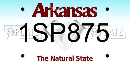 1SP875 Arkansas License Plate