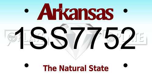 1SS7752 Arkansas License Plate