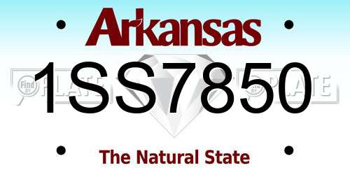 1SS7850 Arkansas License Plate