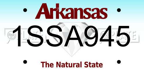 1SSA945 Arkansas License Plate
