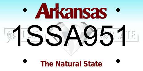 1SSA951 Arkansas License Plate