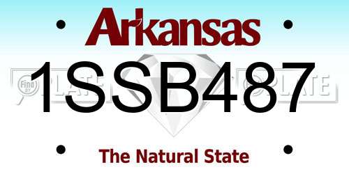 1SSB487 Arkansas License Plate