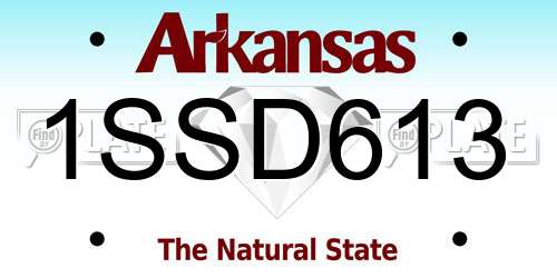 1SSD613 Arkansas License Plate