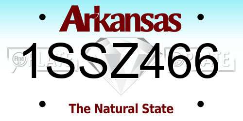 1SSZ466 Arkansas License Plate