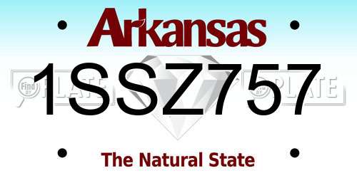 1SSZ757 Arkansas License Plate