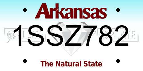 1SSZ782 Arkansas License Plate