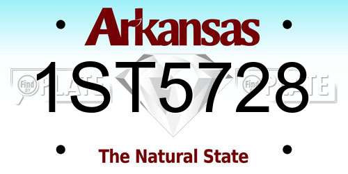 1ST5728 Arkansas License Plate