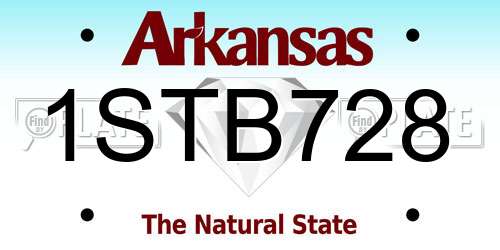 1STB728 Arkansas License Plate
