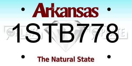 1STB778 Arkansas License Plate