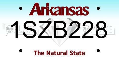 1SZB228 Arkansas License Plate