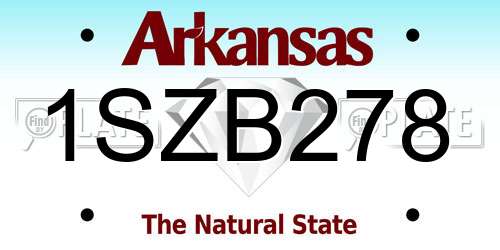 1SZB278 Arkansas License Plate