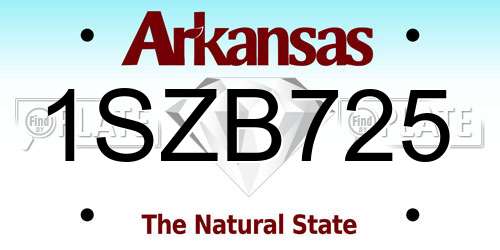 1SZB725 Arkansas License Plate