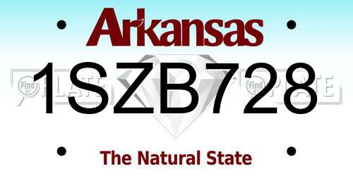 1SZB728 Arkansas License Plate