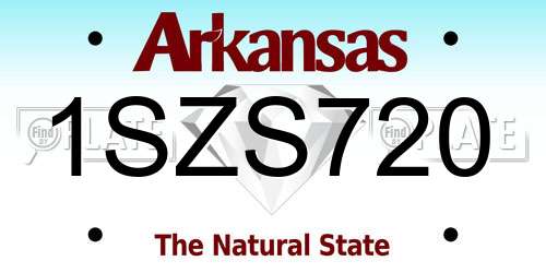 1SZS720 Arkansas License Plate