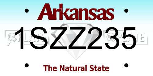 1SZZ235 Arkansas License Plate