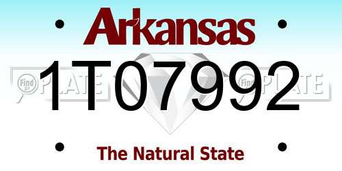 1T07992 Arkansas License Plate