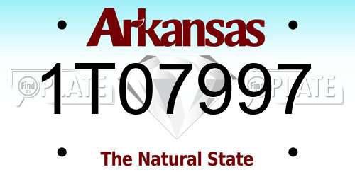 1T07997 Arkansas License Plate