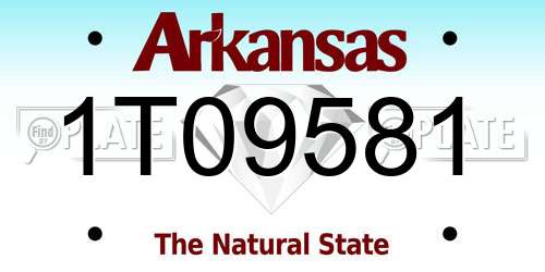 1T09581 Arkansas License Plate