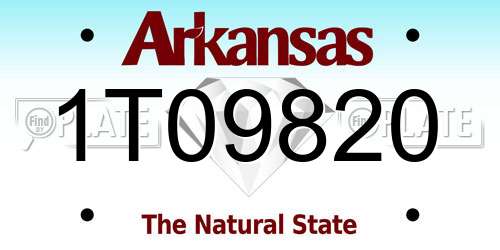 1T09820 Arkansas License Plate