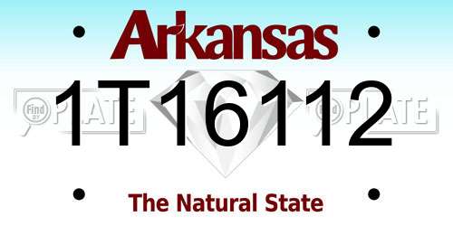 1T16112 Arkansas License Plate
