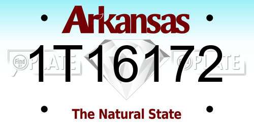 1T16172 Arkansas License Plate