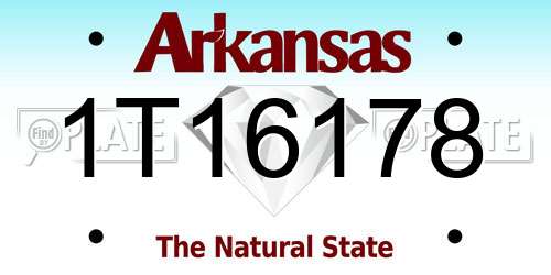 1T16178 Arkansas License Plate