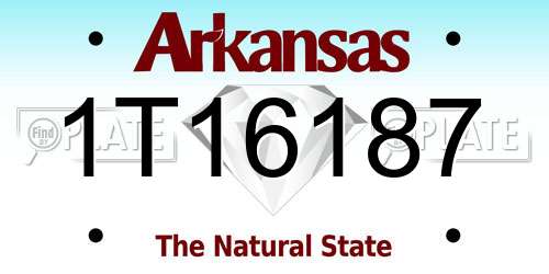1T16187 Arkansas License Plate