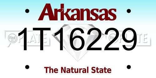 1T16229 Arkansas License Plate