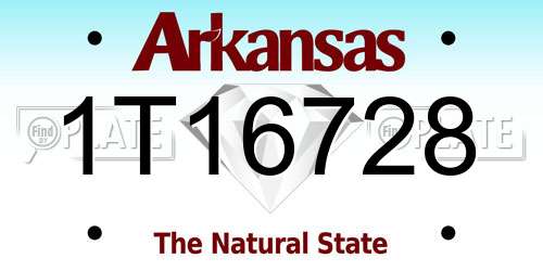 1T16728 Arkansas License Plate