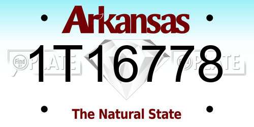 1T16778 Arkansas License Plate