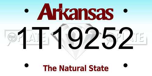1T19252 Arkansas License Plate