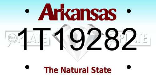 1T19282 Arkansas License Plate