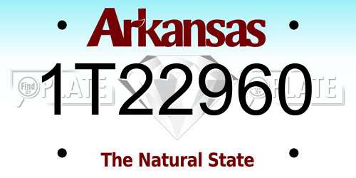 1T22960 Arkansas License Plate