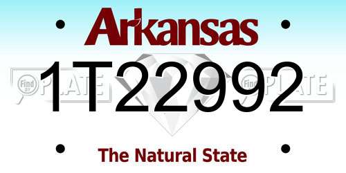 1T22992 Arkansas License Plate