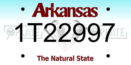 1T22997 Arkansas License Plate