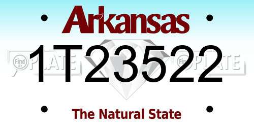 1T23522 Arkansas License Plate