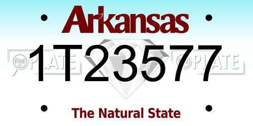 1T23577 Arkansas License Plate