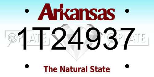 1T24937 Arkansas License Plate