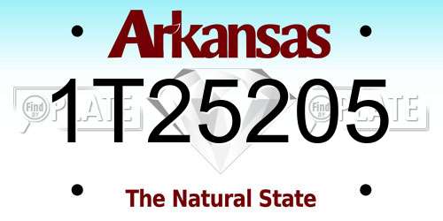 1T25205 Arkansas License Plate