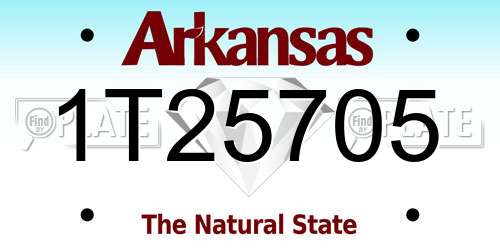 1T25705 Arkansas License Plate