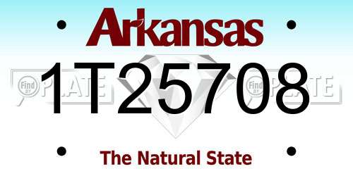 1T25708 Arkansas License Plate