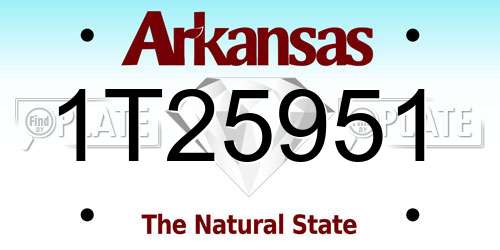 1T25951 Arkansas License Plate