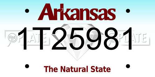 1T25981 Arkansas License Plate