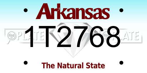 1T2768 Arkansas License Plate