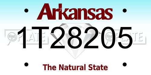 1T28205 Arkansas License Plate
