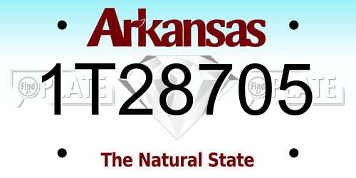 1T28705 Arkansas License Plate