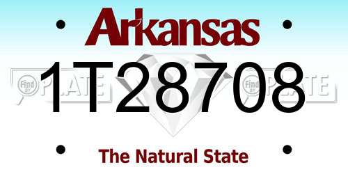 1T28708 Arkansas License Plate